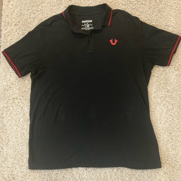 True Religion Black Polo with Red Details - Picture 1 of 8